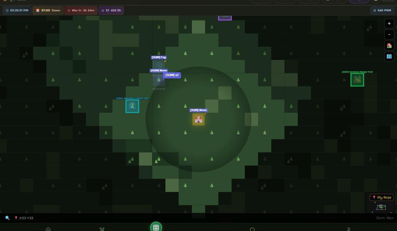 World map with fog of war